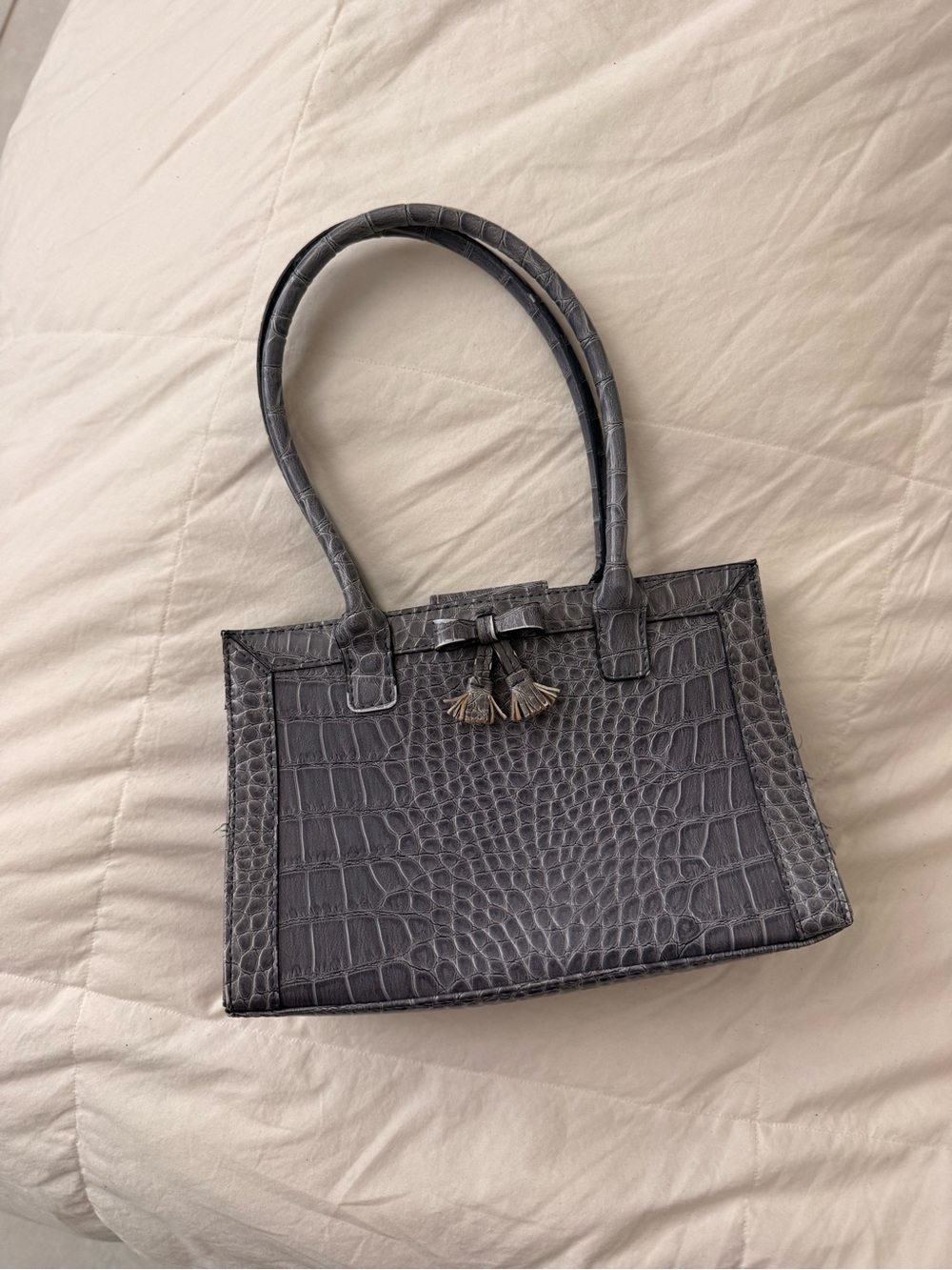 Liz Claiborne Croc-Embossed Tote Handbag in blue